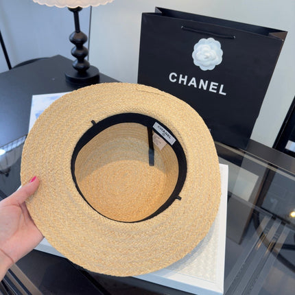 CHANEL 26S FLAT-BRIM STRAW HAT 338048