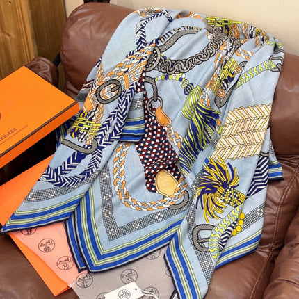 HERMES 26S SCARF 135 IN SILK AND CASHMERE 498491