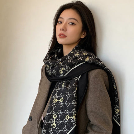 GUCCI 26S SCARF 135 IN CASHMERE AND SILK 504543