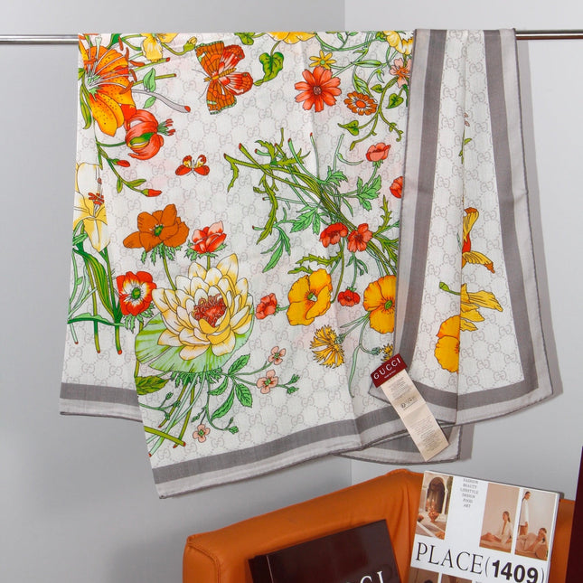 GUCCI 26S SCARF 140 IN CASHMERE AND SILK 504587