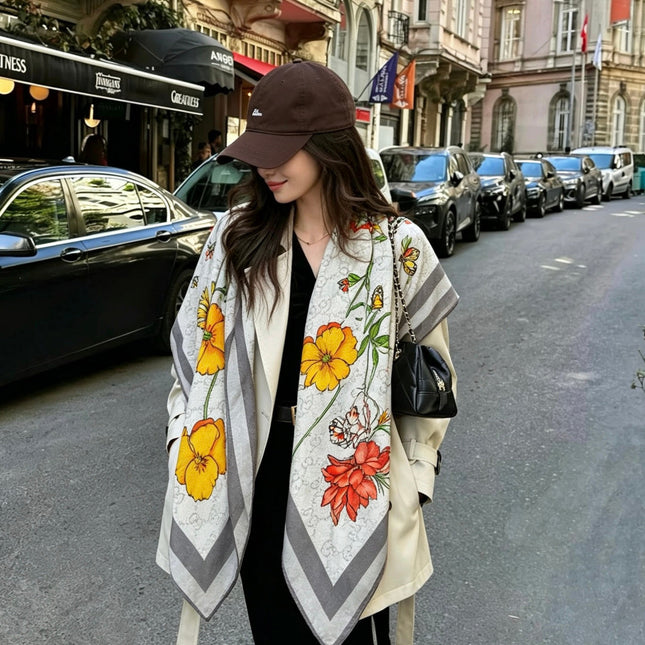 GUCCI 26S SCARF 140 IN CASHMERE AND SILK 504587