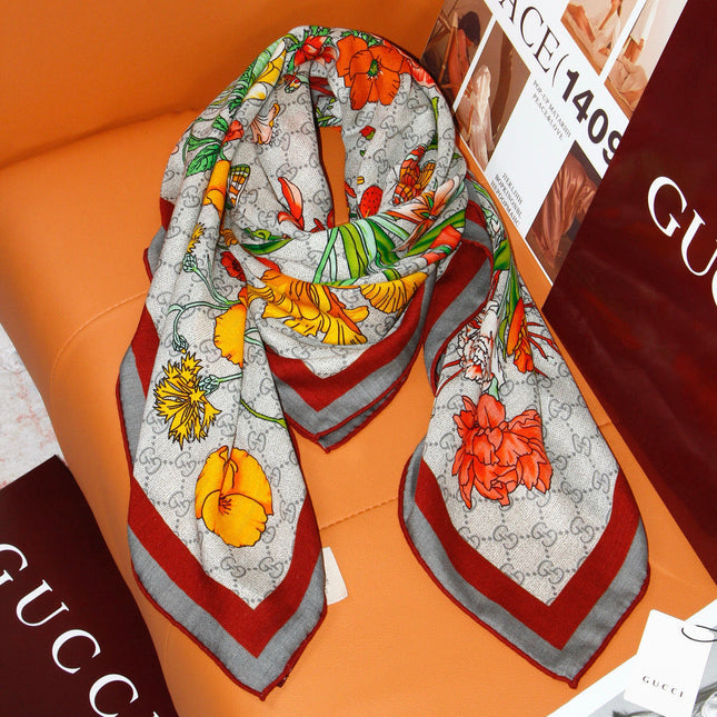 GUCCI 26S SCARF 140 IN CASHMERE AND SILK 504591