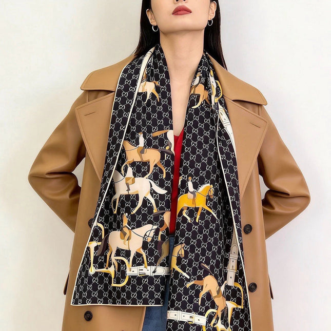 GUCCI 26S SCARF 135 IN CASHMERE AND SILK 504597