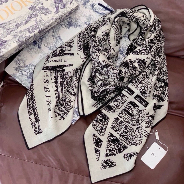 DIOR 26S SCARF 140 IN SILK AND CASHMERE 509456