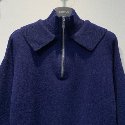 HERMES 26S ZIP-NECK POLO SWEATER 615