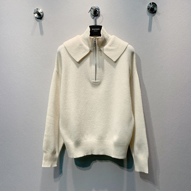 HERMES 26S ZIP-NECK POLO SWEATER 616