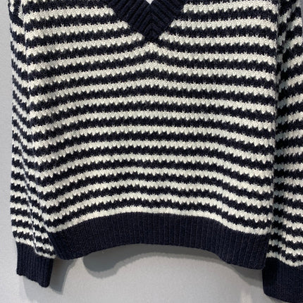 MAXMARA 26S V-NECK STRIPED KNIT SWEATER 245