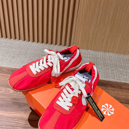 JACQUEMUS 26S SNEAKERS IN RED SUEDE & FABRIC