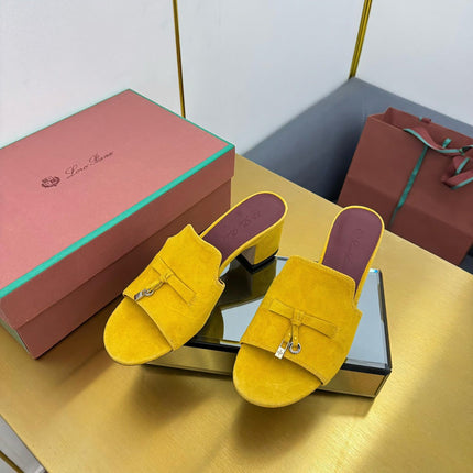 LP BLOCK HEEL SANDALS 25S IN DARK YELLOW SUEDE