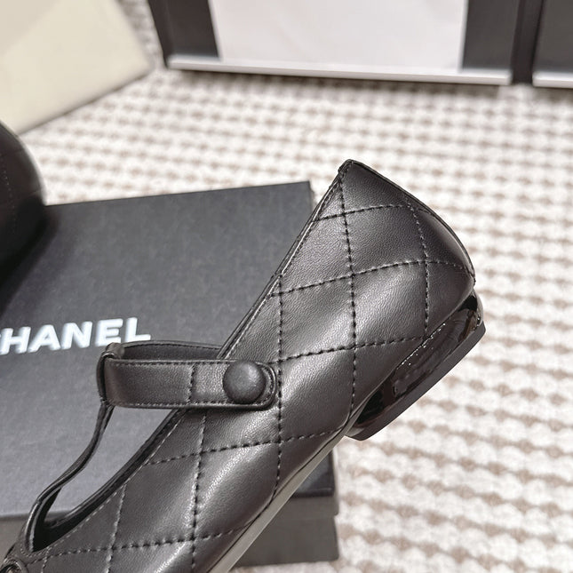 CHANEL 26S MARY JANE FLATS IN BLACK LAMBSKIN WITH  CC LOGO