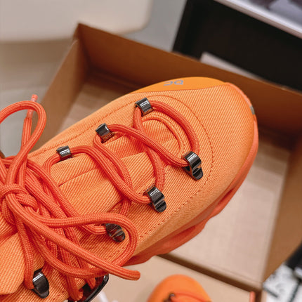 LOEWE 26S LOW TOP SNEAKERS 45MM IN ORANGE FABRIC WITH RUBBER SILVER HARDWARE