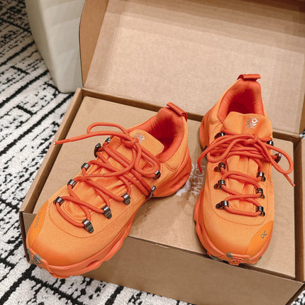 LOEWE 26S LOW TOP SNEAKERS 45MM IN ORANGE FABRIC WITH RUBBER SILVER HARDWARE