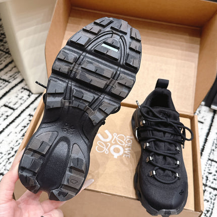 LOEWE 26S LOW TOP SNEAKERS 45MM IN BLACK FABRIC WITH RUBBER SILVER HARDWARE