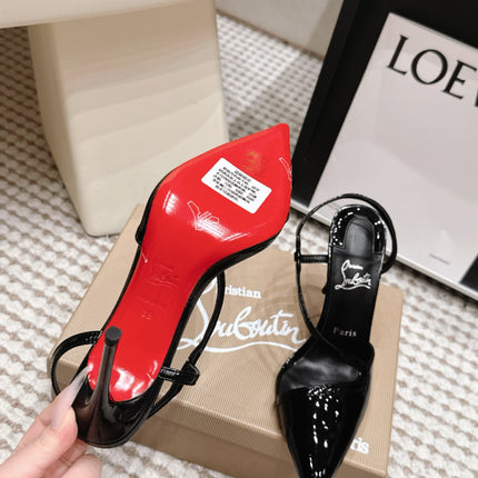CHRISTIAN LOUBOUTIN 26S ROSALIE SLINGBACK 100 MM IN BLACK PATENT CALFSKIN