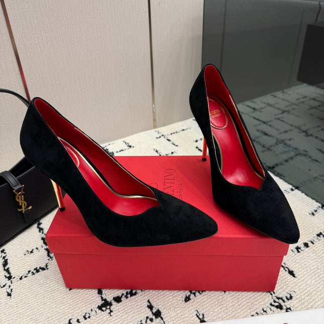 VALENTINO 26S HIGH HEELS 100 MM IN BLACK SUEDE