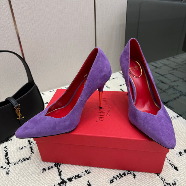VALENTINO 26S HIGH HEELS 100 MM IN PURPLE SUEDE