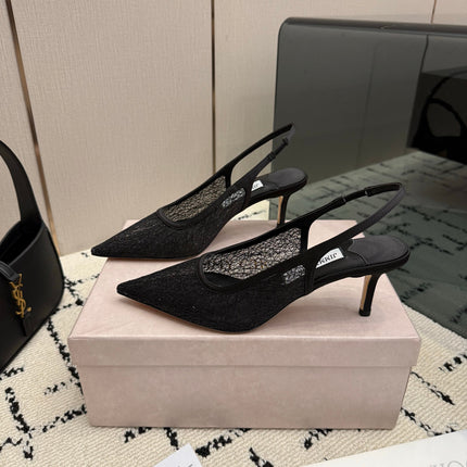 JIMMY CHOO 26S SLINGBACK PUMPS 75 MM IN BLACK LACE