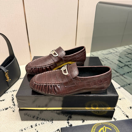CHRISTIAN LOUBOUTIN 26S LOAFERS IN DARK BROWN CROCODILE-EMBOSSED CALFSKIN