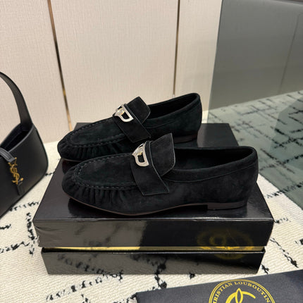 CHRISTIAN LOUBOUTIN 26S LOAFERS IN BLACK SUEDE