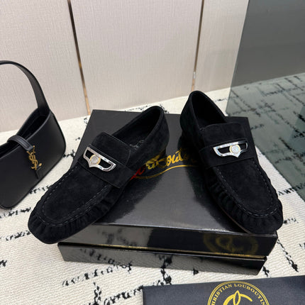 CHRISTIAN LOUBOUTIN 26S LOAFERS IN BLACK SUEDE