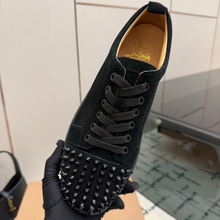 CHRISTIAN LOUBOUTIN 26S STUDDED SNEAKERS IN BLACK SUEDE
