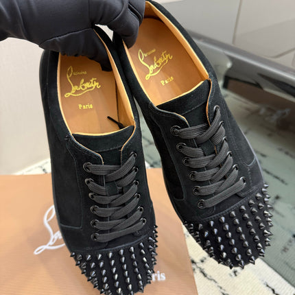 CHRISTIAN LOUBOUTIN 26S STUDDED SNEAKERS IN BLACK SUEDE