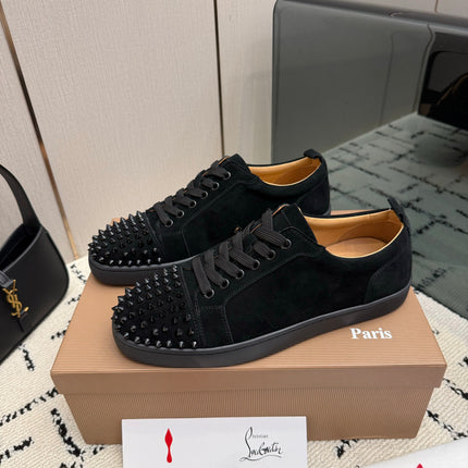 CHRISTIAN LOUBOUTIN 26S STUDDED SNEAKERS IN BLACK SUEDE