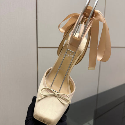 CHRISTIAN LOUBOUTIN 26S HIGH HEELS 145 MM IN BEIGE SATIN
