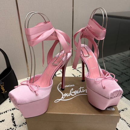 CHRISTIAN LOUBOUTIN 26S HIGH HEELS 145 MM IN LIGHT PINK SATIN