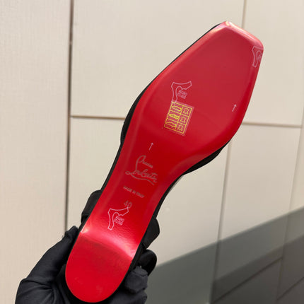 CHRISTIAN LOUBOUTIN 26S FLAT SHOES IN BLACK SATIN