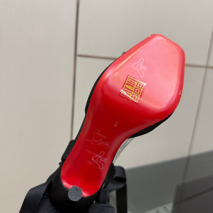 CHRISTIAN LOUBOUTIN 26S BOW-TIE HIGH HEEL 105 MM IN BLACK SATIN