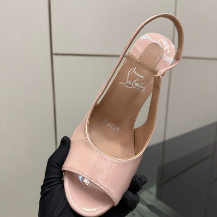 CHRISTIAN LOUBOUTIN 26S SLINGBACK HEELS 100 MM IN NUDE PATENT CALFSKIN