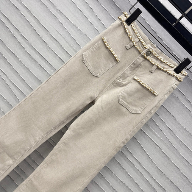 CHANEL LIGHT BEIGE FLARED JEANS