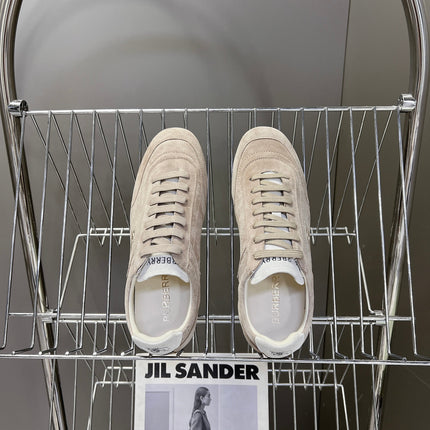 BURBERRY 26S LOW TOP SNEAKERS IN TAUPE BEIGE SUEDE