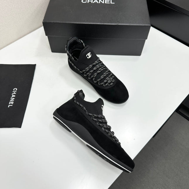 CHANEL 26S SNEAKERS IN BLACK SUEDE AND MESH