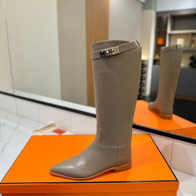 HM 26S JUMPING BOOTS IN GREYISH BEIGE CALFSKIN