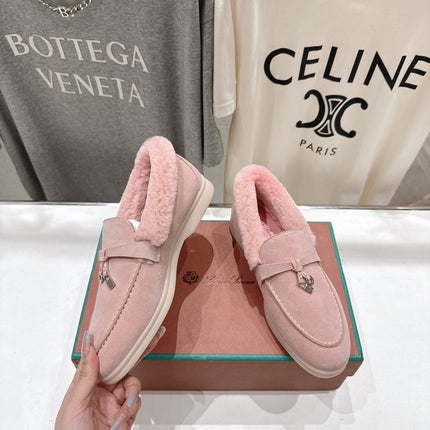 LP 25S SUMMER CHARMS WALK LOAFERS IN BABY PINK SUEDE AND FLEECE