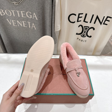 LP 25S SUMMER CHARMS WALK LOAFERS IN BABY PINK SUEDE AND FLEECE