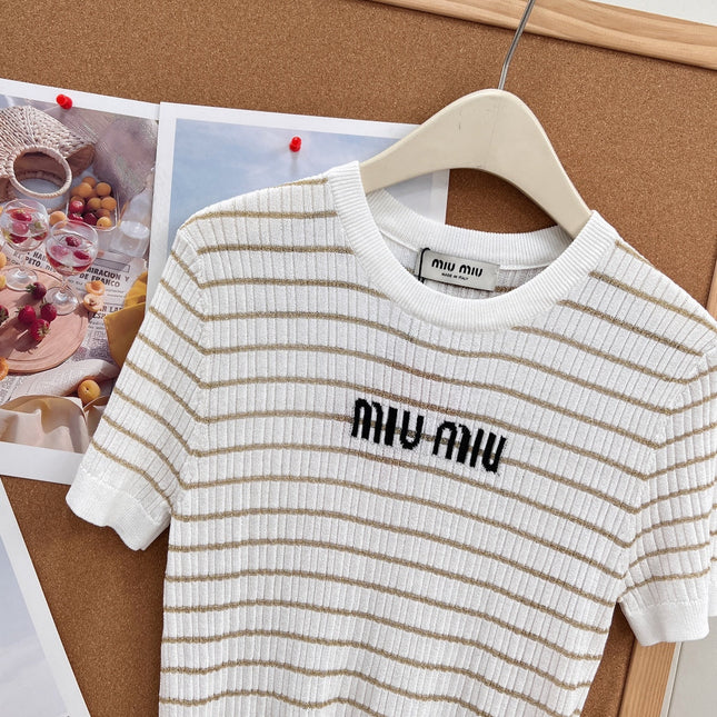 MIUMIU 26S SHORT-SLEEVE KNIT TOP 1453