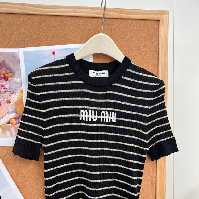 MIUMIU 26S SHORT-SLEEVE KNIT TOP 1452