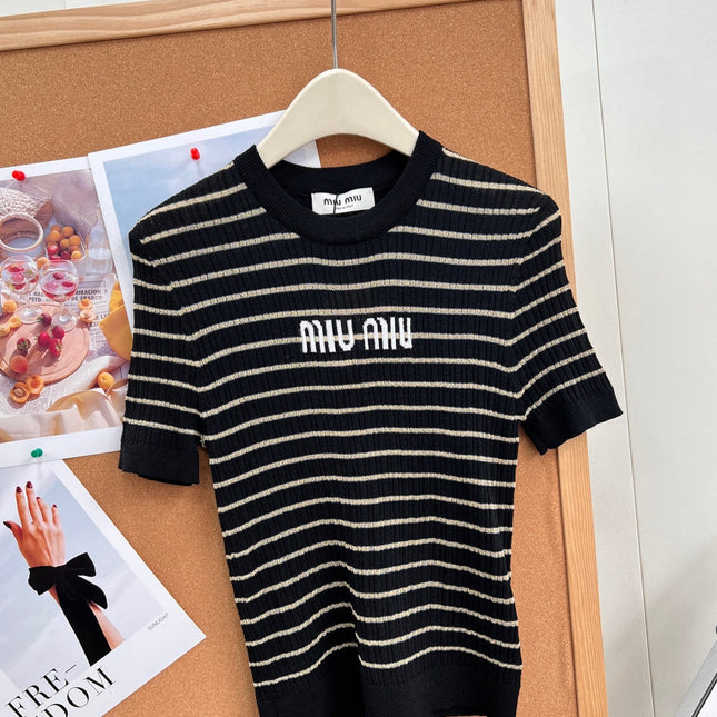 MIUMIU 26S SHORT-SLEEVE KNIT TOP 1452