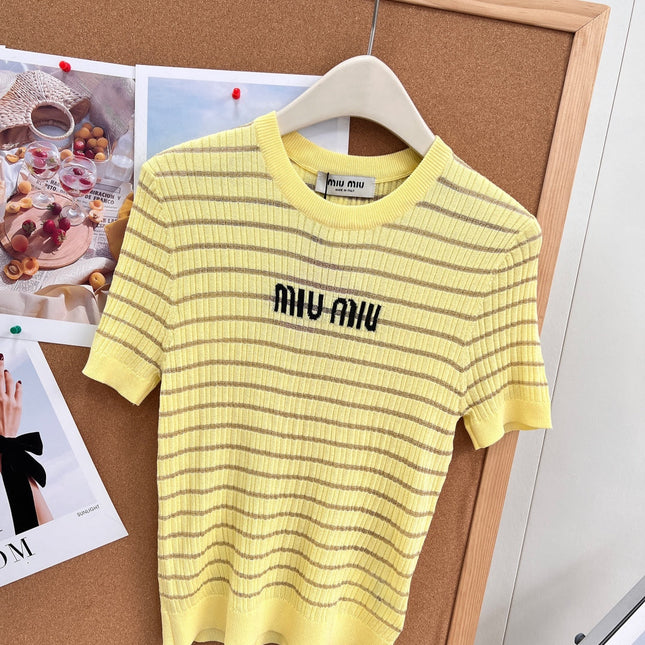 MIUMIU 26S SHORT-SLEEVE KNIT TOP 1451