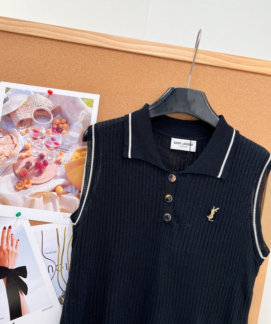 26S SLEEVELESS KNIT POLO TOP 486