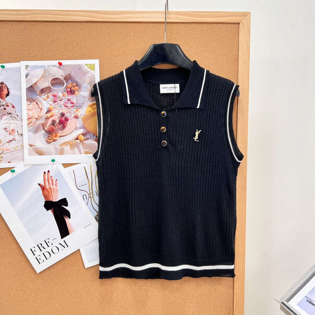 26S SLEEVELESS KNIT POLO TOP 486