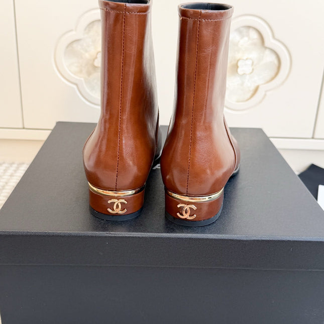 CHANEL 26S SHORT BOOTS IN BROWN CALFSKIN