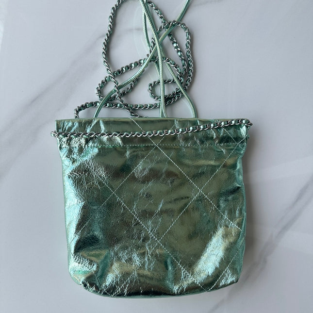 CC MINI 20 BAG IN SEA GREEN METALLIC LAMBSKIN