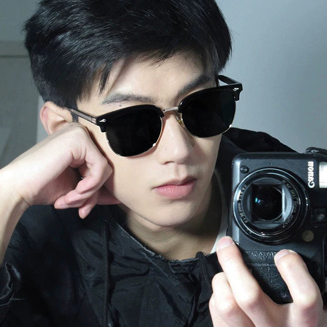 SQUARE METAL AND ACETATE SUNGLASSES G5637