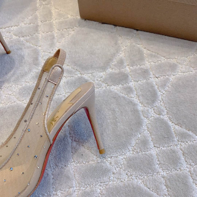 MISS Z SLINGBLACK PUMPS DAZZLING 85MM IN NUDE MESH AND STRASS