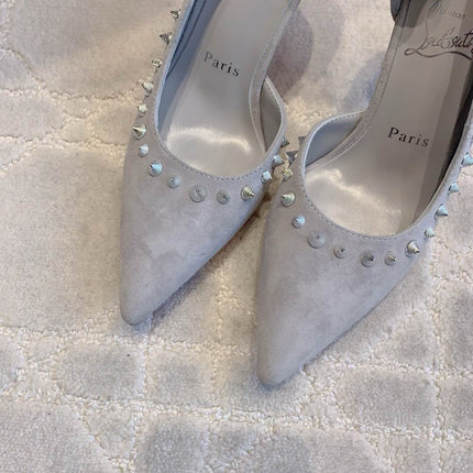 IRIZA PUMPS 85MM IN GREY SUEDE SILVER SPIKES