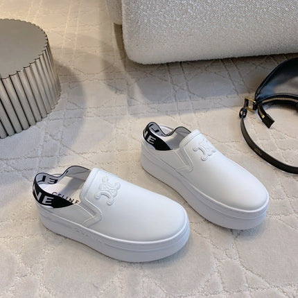 CELINE 26S WEDGE MULES MM IN WHITE SMOOTH CALFSKIN